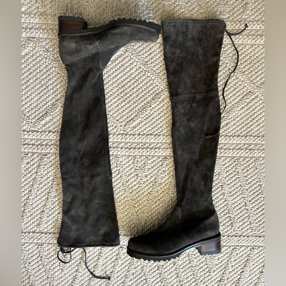 New No Box Stuart Weitzman Gray Women's Suede Knee-High Boots 8.5